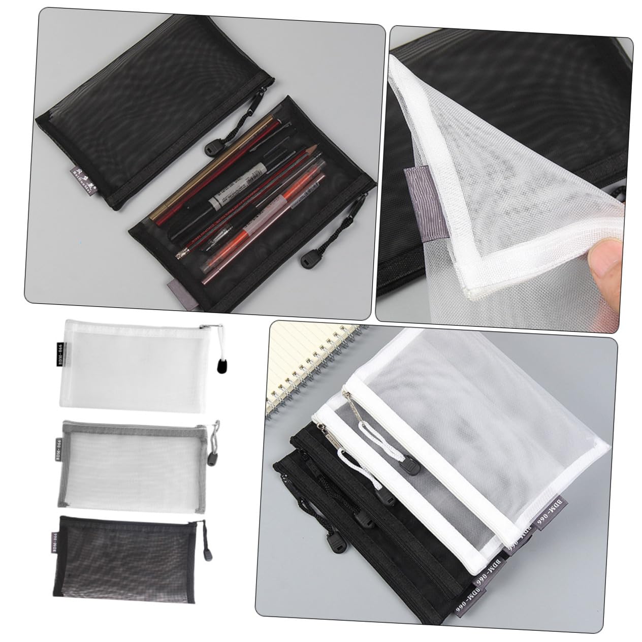 STOBOK 5 Set Carino Astuccio Portapenne a Rete Astuccio Portapenne Griglia Borsa Portaoggetti per Matita Penna Righello Bussola E Forbici 3 Pezzi * 5