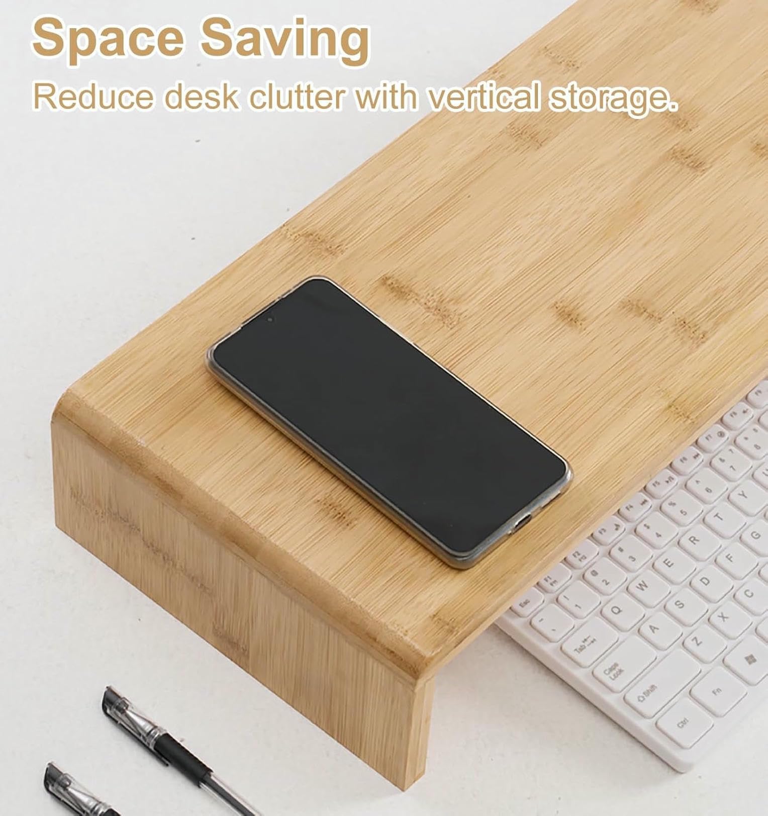 Supporto per Monitor angolare, Supporto Doppio per Monitor, Organizer da scrivania in Legno con Angolo Girevole, Supporto per Laptop/Stampante/PC
