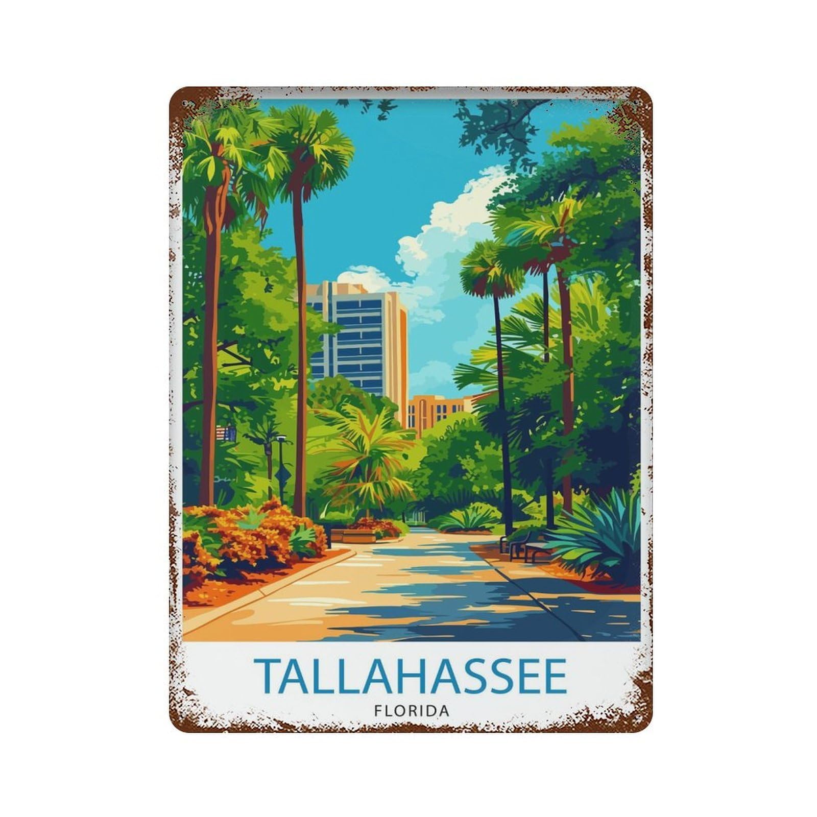 xiaoxiaoshen Tallahassee Florida State Capital Southern City Panhandle Historical Landmarks E Wall Decor Art Metal Tin Poster Modern Home Decor Art Home Bar Shop Decorations Vintage Sign 40x30cm