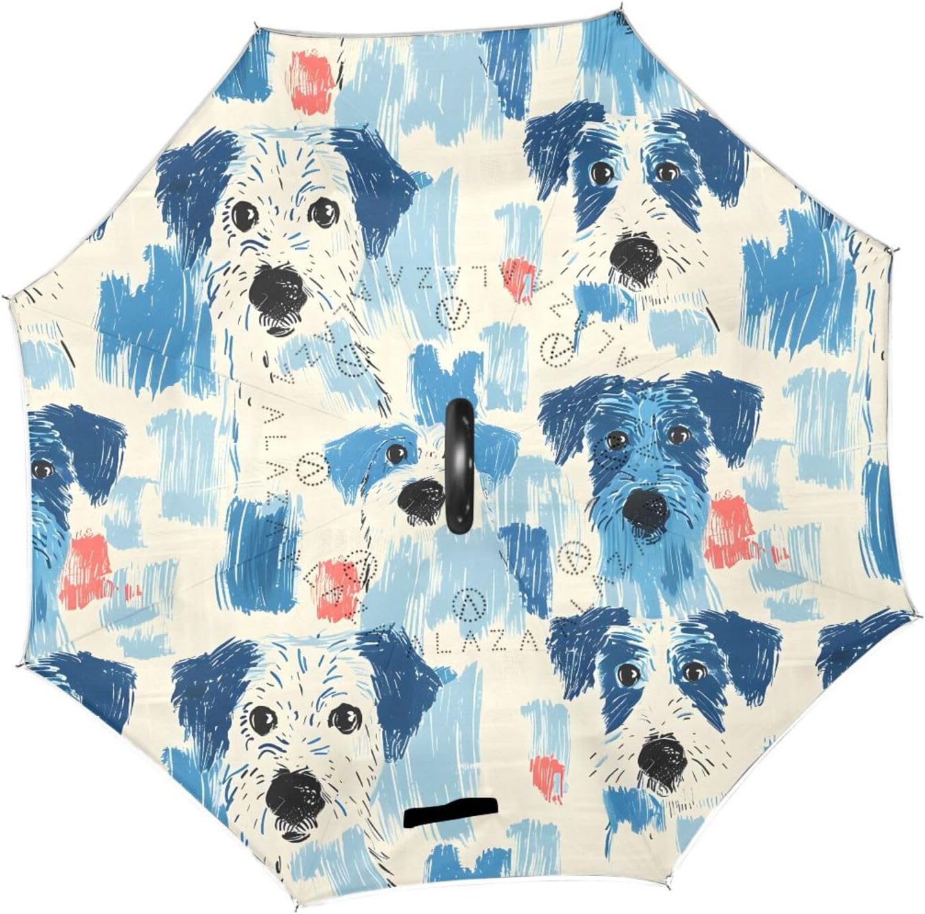 Line Drawing Abstract Dog Inverted Umbrellas for Rain Windproof Reverse Upside Down Golf Umbrella with C-shape Handle for Men Women