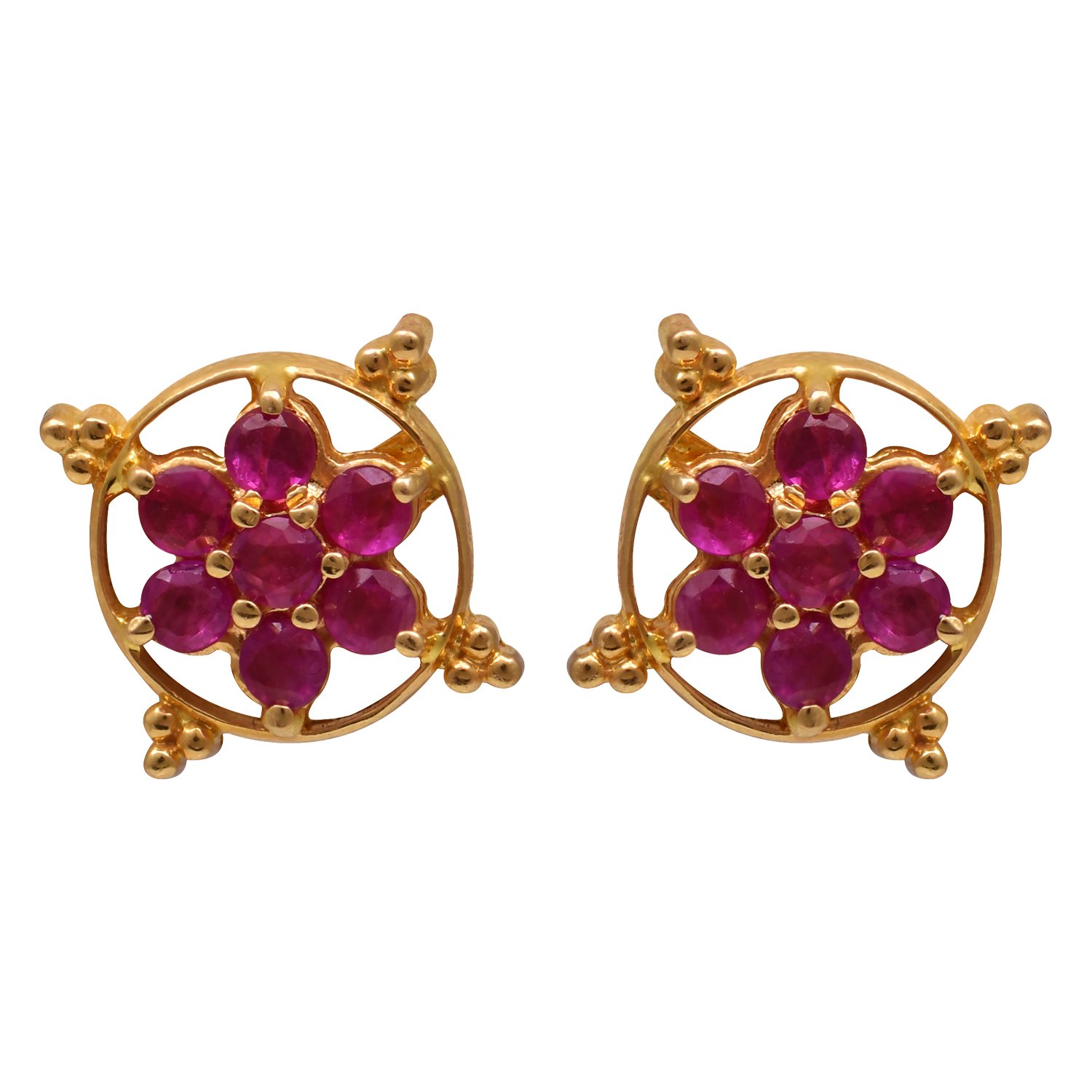joyalukkas 22K Gold with Ruby Stud Earrings for Women, Gold-picture-10