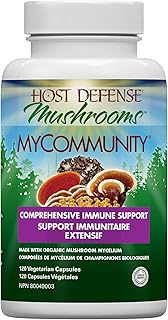 Host Defense MyCommunity Mushroom Complex Supplements with 17 Mushroom Blend | Helps Supports in Immune Booster and Anti-Inflammatory Activity with Lions Mane, Chaga, Cordyceps, Turkey Tail, Reishi, Maitake, Agarikon Mushroom Supplement 120 Capsules