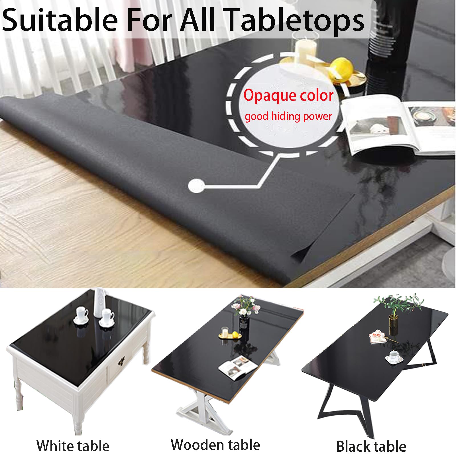 Protector de mesa opaco negro de 1,5 mm, 106,7 x 142,2 cm, impermeable, resistente a los arañazos, acrílico fácil de limpiar para proteger