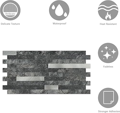 Miniatura 6 de KASARO 20 hojas de azulejos adhesivos para salpicaduras, despegar y pegar, para cocina, baño, chimenea y caravana, mosaico adhesivo de PVC, madera