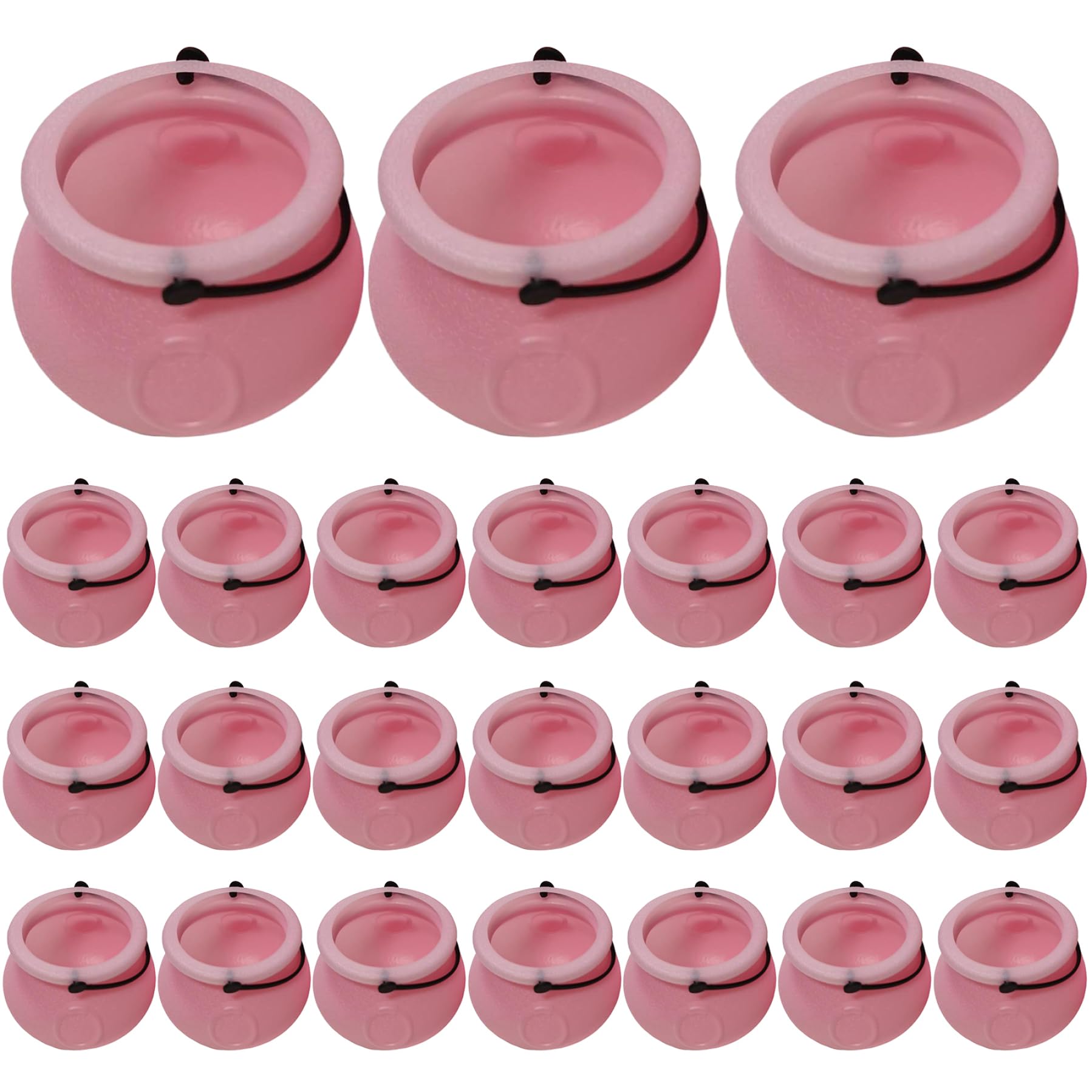 Caldero de Halloween de plástico con asa para chuches en pack de 24 unidades mini de 7cm