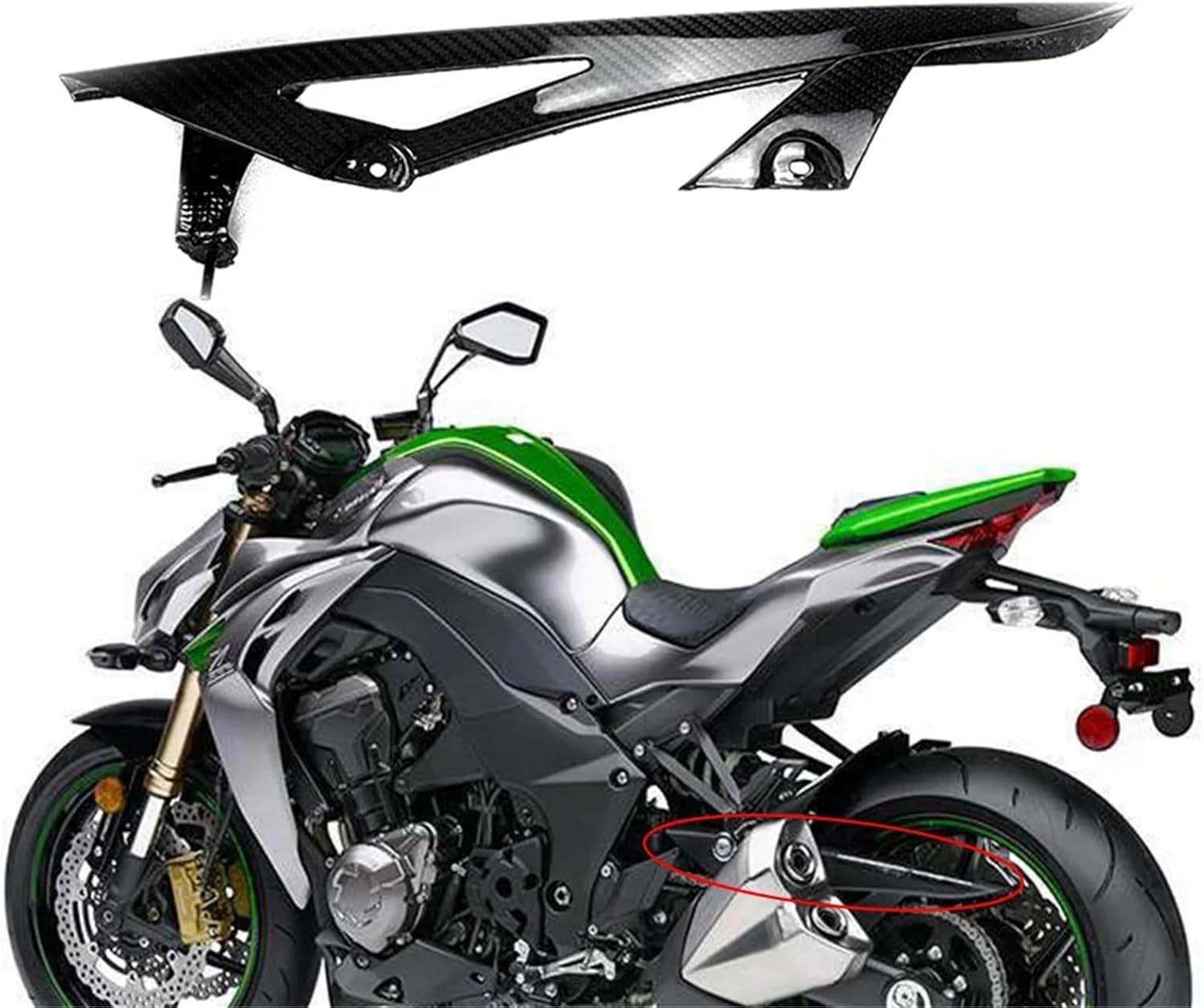 Full Dry Carbon Fiber Chain Guard Covers Compatible With Kawasaki Z1000 2014 2018 2019 2020 2021 2022 2023 Motorcycle Fairing Kit Accessorie