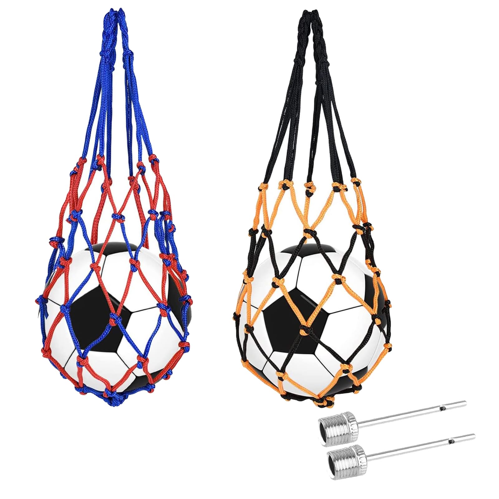 GANILITY Red portátil para pelotas, juego de 2 bolsas de malla para pelotas de baloncesto, bolsa de malla de fútbol, para voleibol de playa, estadios y playas, 2 agujas para pelotas
