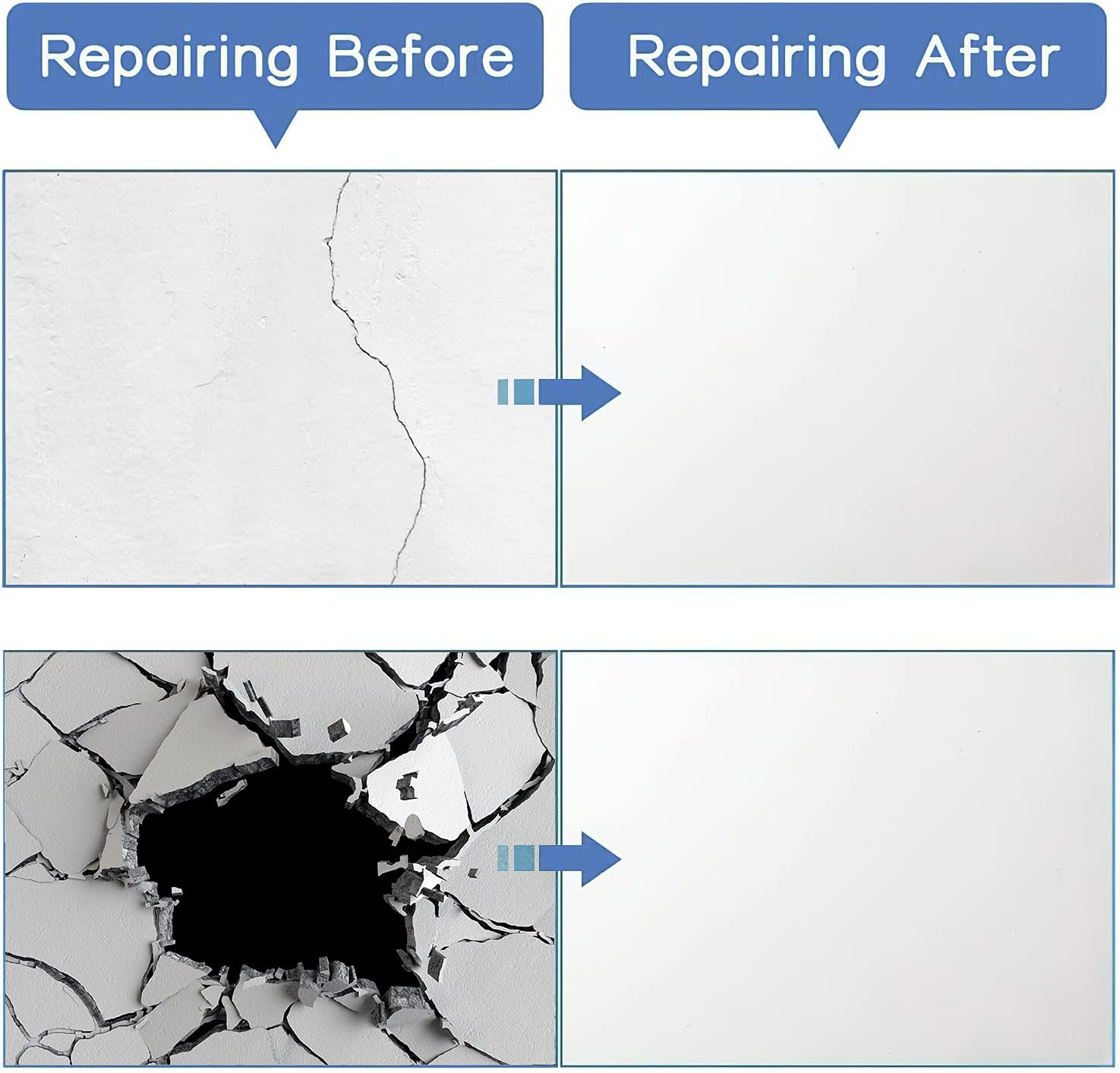 LUOFUR 12 Pieces Aluminum Wall Repair Patch for Drywall Repair Kit, Size of 4/6/8 Inch Fiber Mesh Over Galvanized Plate with Extended Self-Adhesive Mesh for Wall Patch and Drywall Plasterboard Repair - - 