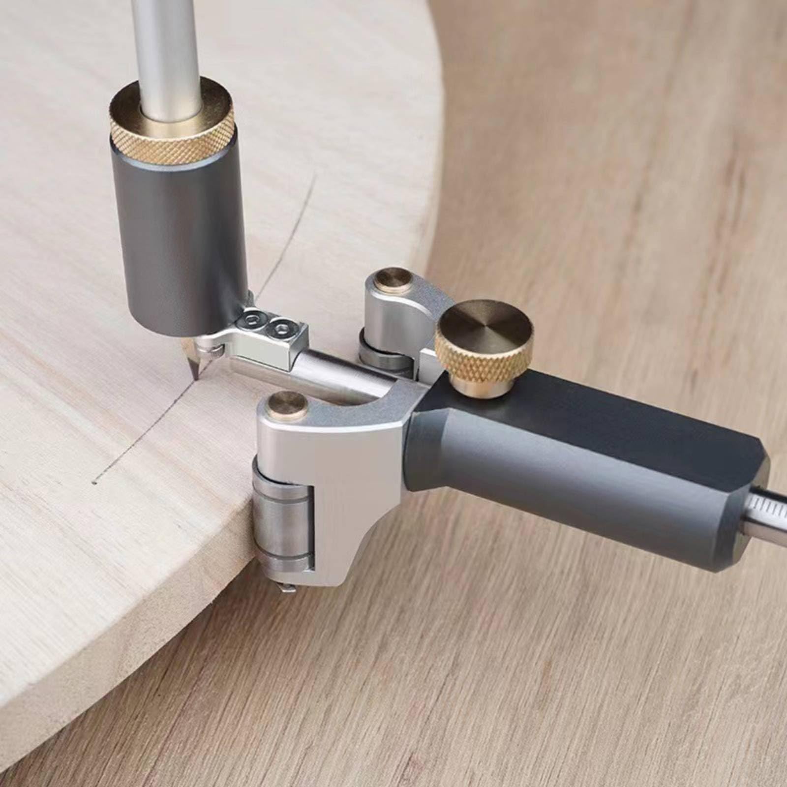 Tracciatore Bifunzionale Marcatura Legno Righello Scriber con Manopole Zigrinate in Metallo Puntale Affilato per Linee E Cerchi Regolazioni Stabili