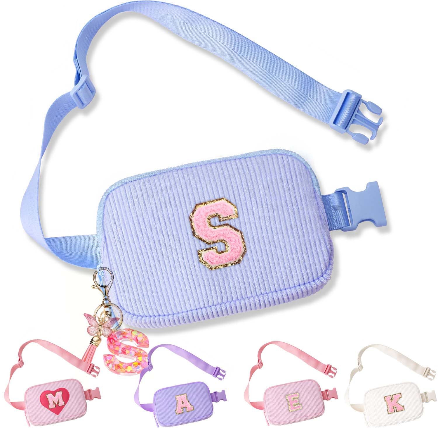 Birthday Gifts for Teenager Girls Kids - Personalized Belt Bag for Girls Women Fashion Waist Packs Trendy Travel Fanny Pack Crossbody Bags with with Initial Letter Patch Cute Stuff S