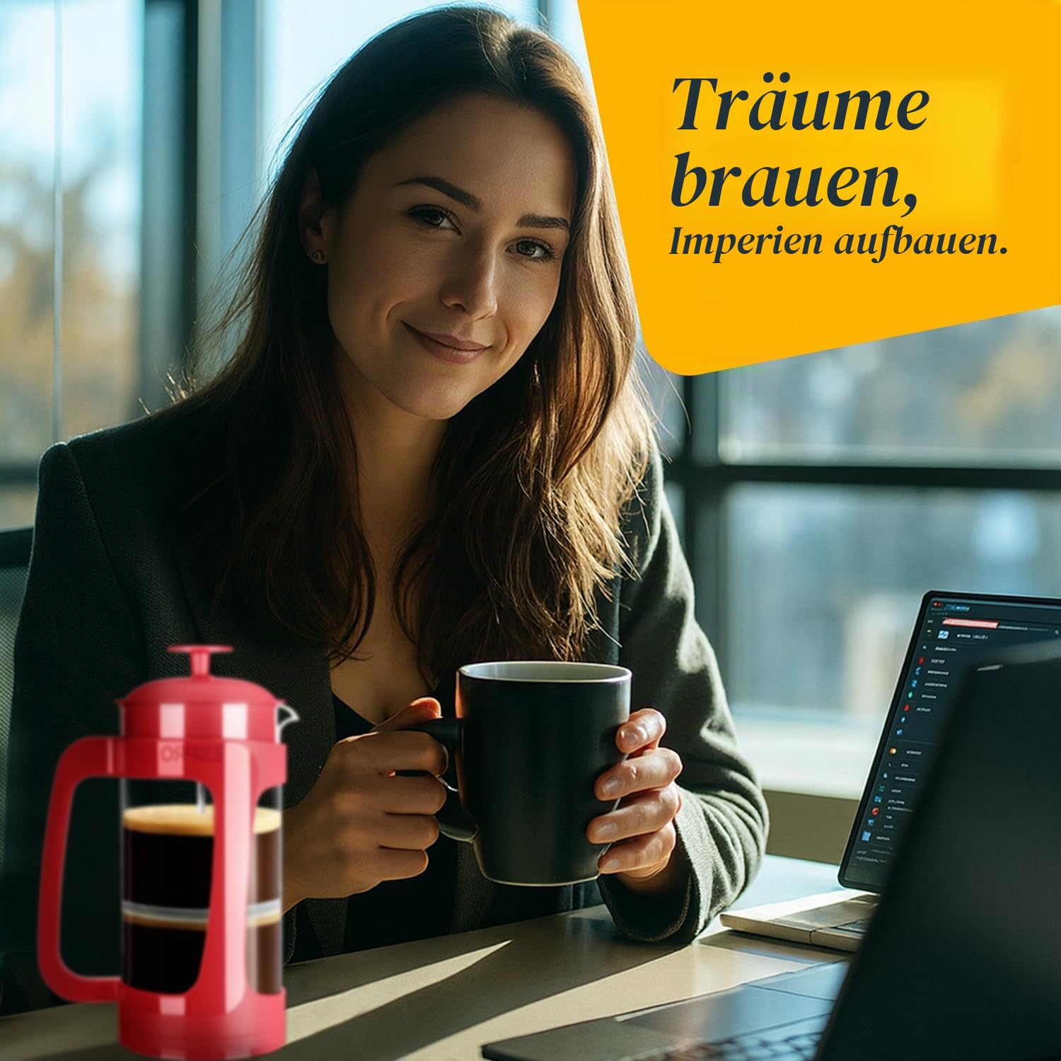ESPRO P3 Light French Press, Doppel-Mikrofilter, Glas, 930 ml, Rot
