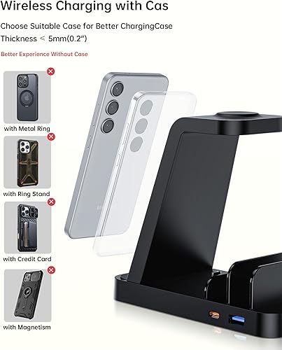 Miniatura 4 de Cargador inalámbrico para estación de carga Samsung, cargador rápido inalámbrico 5 en 1 para Galaxy S25 UltraS24 UltraS23S22, Watch Ultra 76543,