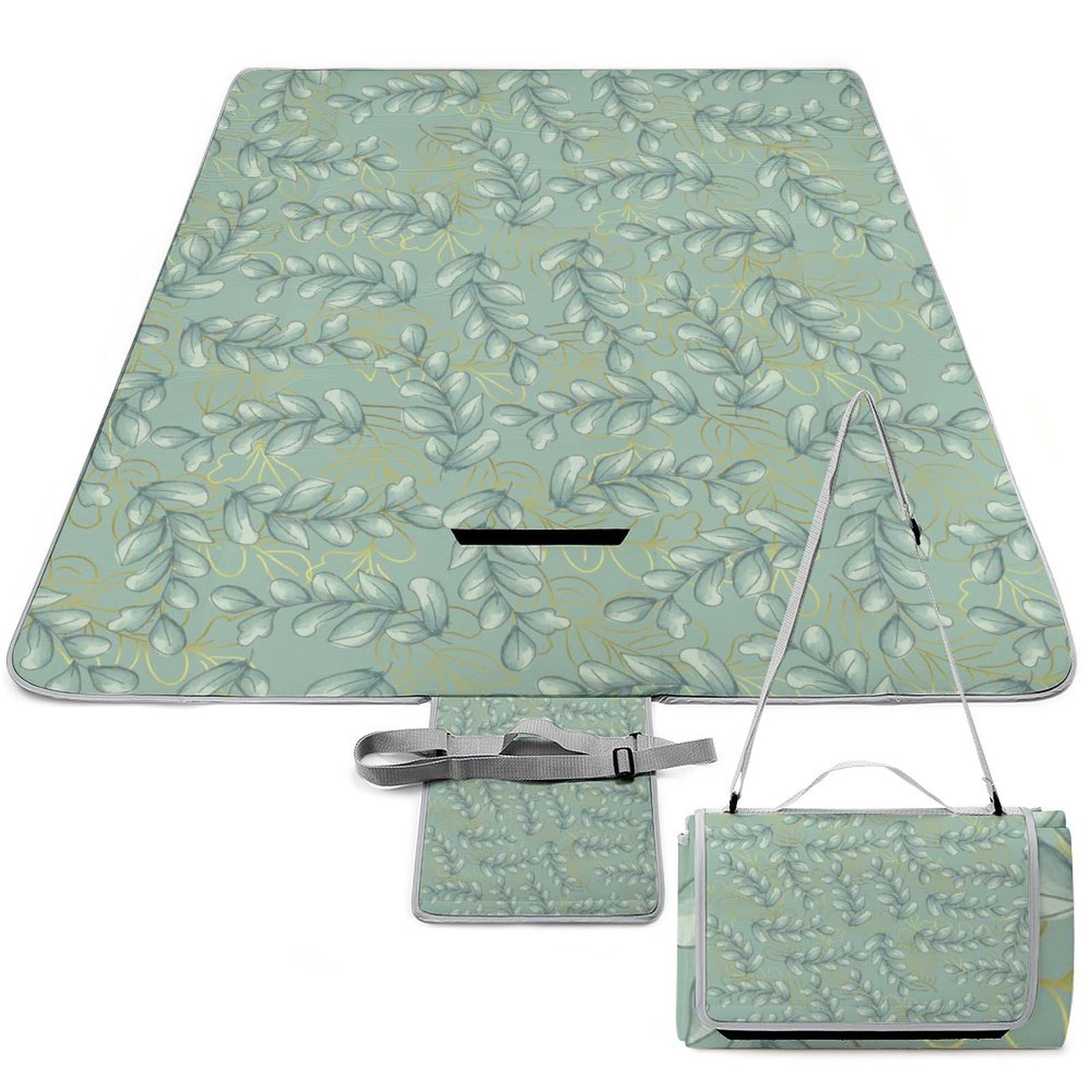 3D Impression Les Feuilles Modèle Couverture Pique Nique Tapis Pique Nique Nappe Picnic Couverture De Pique-Nique pour Camping, Parc, Jardin 148x148cm