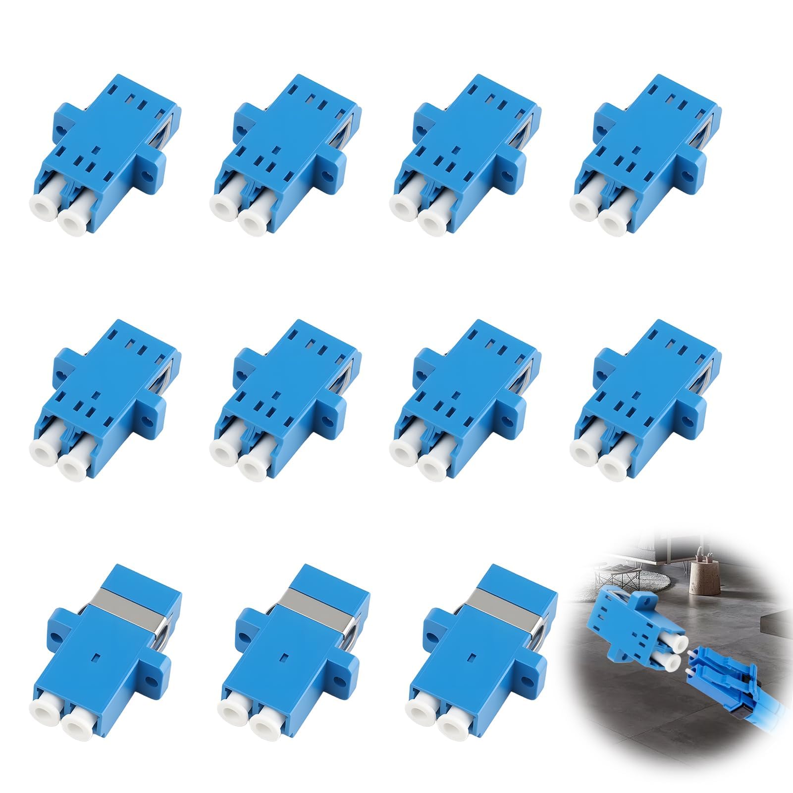 Conector de fibra óptica LC-LC dúplex monomodo UPC acoplador 10 unidades para FTTH
