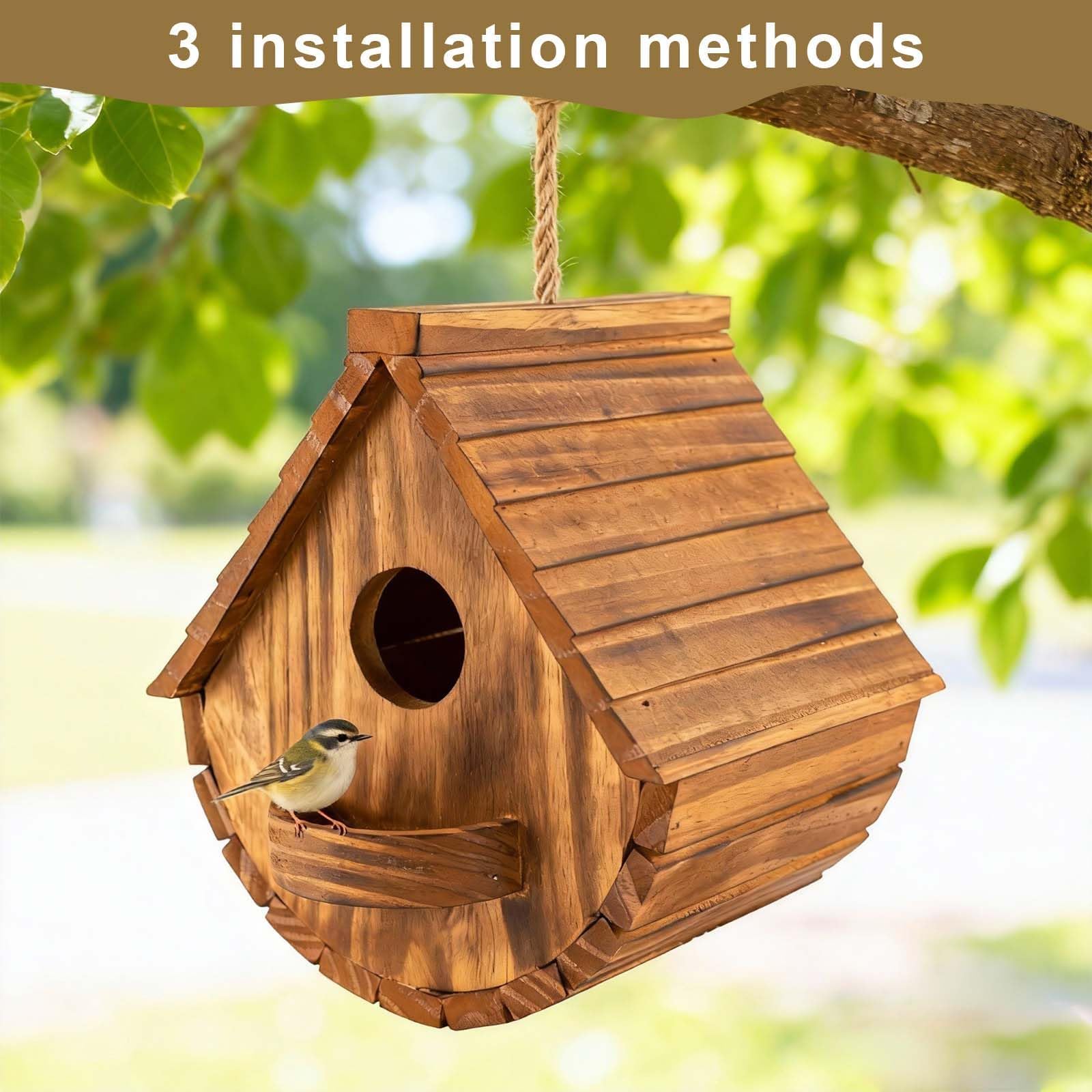 Nichoir pour Oiseaux Sauvages, Nichoirs à Oiseaux Sauvages, Nichoir, Nichoir Suspendu pour Le Jardin, Nichoir Suspendu en pin,Cabane Oiseaux en Bois Exterieur, adaptée aux Jardins et aux balcons
