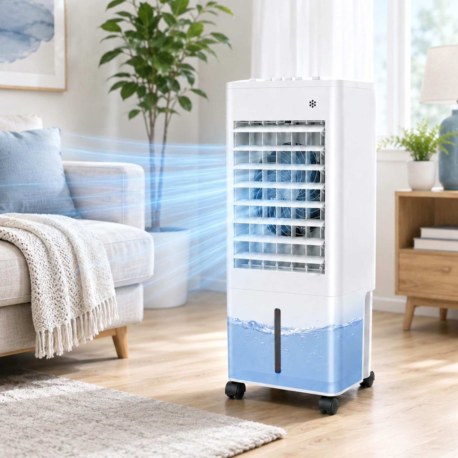 Evaporative Air Cooler, 3-in-1 Windowless Swamp Cooler With 6.5L Tank, 3 Speeds, 60° Oscillation, For Bedroom Office Home