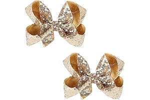 6 Inch Jumbo 2PCS Toddler's Sequins Hair Bows