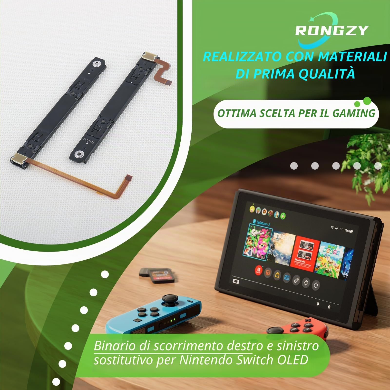 RongZy 2 PCS Destra e Slitta Guida di Scorrimento per Nintendo Switch OLED L/R Slider di Ricambio con Cavo Flessibile per Nintendo Switch OLED Barra di Scorrimento con Strumenti XX