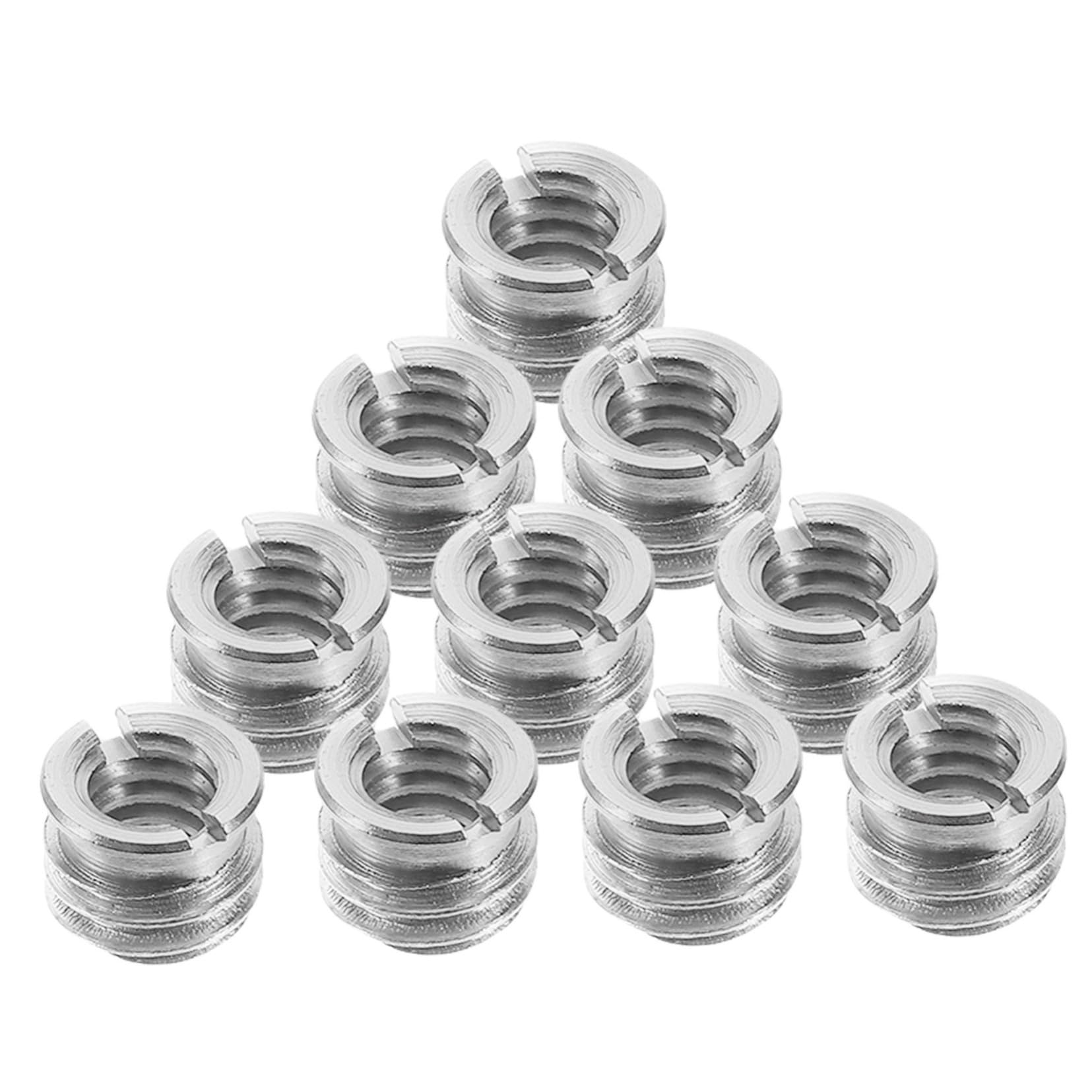 FELTECHELECTR 10pcs Adapter for Microphone Stand Tripod Accessories Stainless Steel 3/8 to 1/4 Adapter 1/4 to 3/8 Screw Silver