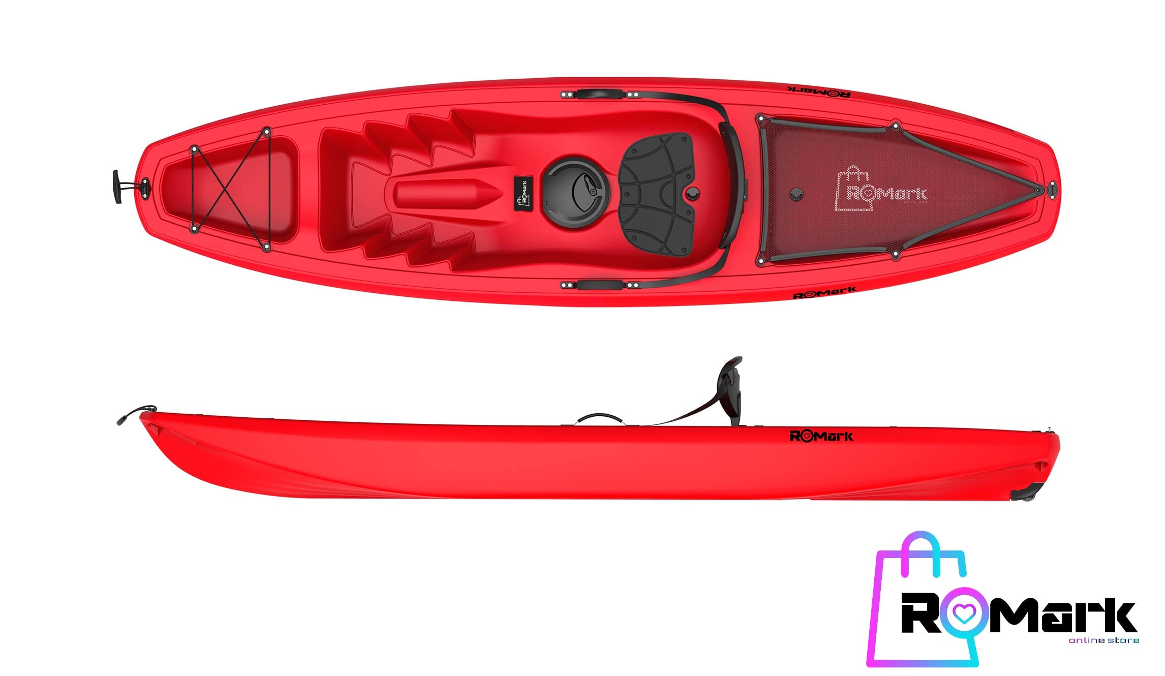 ROMARK Kayak - Canoa da 267 cm - 1 gavone + 1 pagaia + 1 seggiolino + 1 ruotino mare sport lago