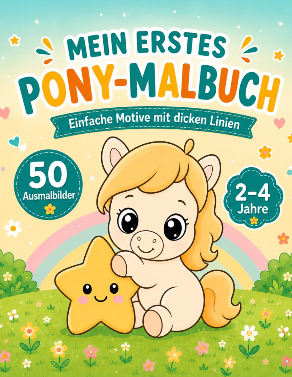 Mein erstes Pony-Malbuch: Einfache Motive mit dicken Linien – 50 Ausmalbilder für Kinder von 2–4 Jahren
