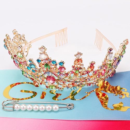 Miniatura 2 de TOBATOBA Coronas de cumpleaños para mujeres y niñas, decoraciones de cumpleaños para mujeres, 1 unidad (paquete de 3), Metal Diamante de Imitación