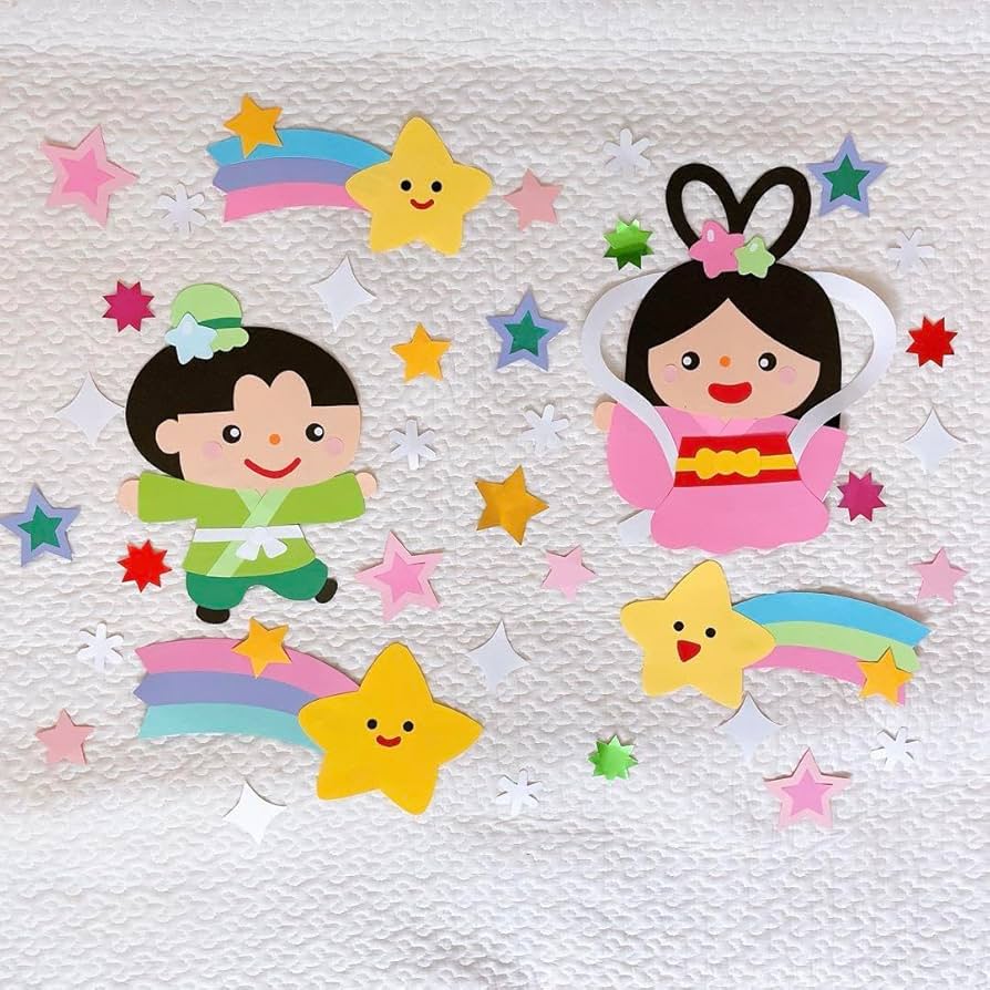 Amazon.co.jp: 壁面飾り 7月 七夕 《織姫様と彦星様》 : おもちゃ