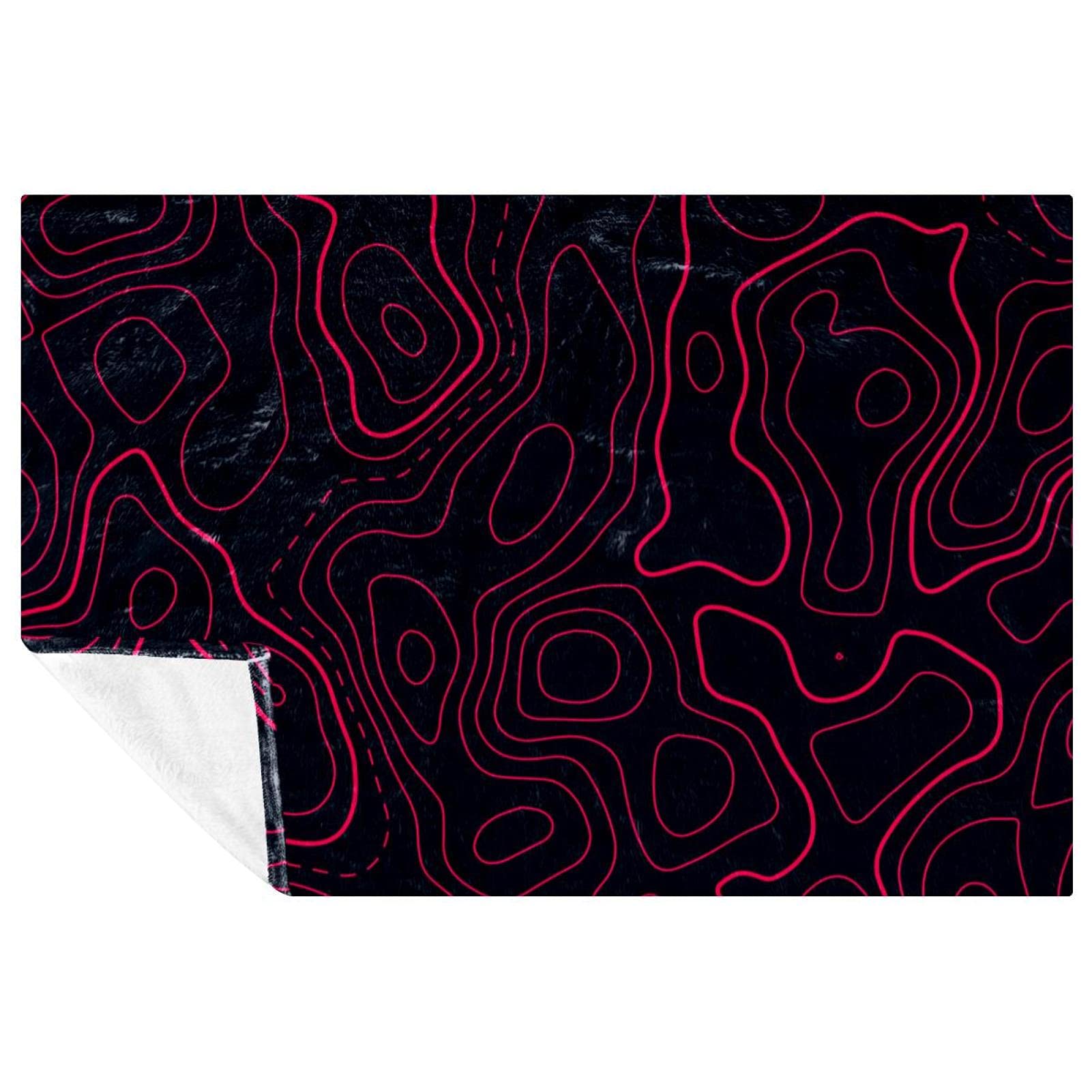 Couverture douce et chaude motif topographique rouge lit canapé plage