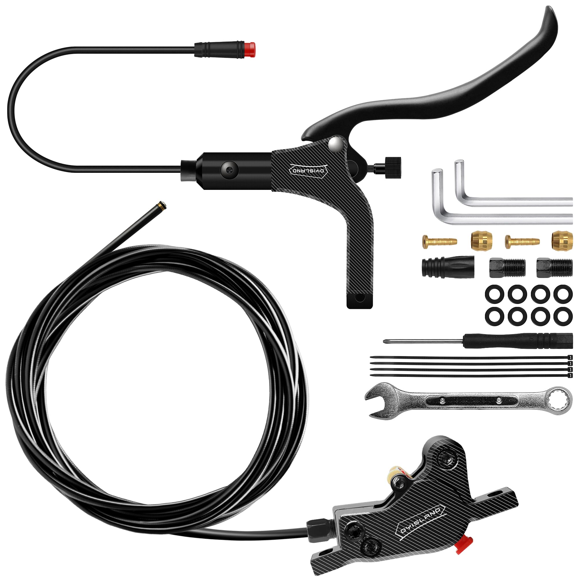 DYISLAND LD-200 2-Pistons Hydraulic Disc Brake Set for ebike,2-PIN Power-Off Electric Bike Hydraulic Brake kit，Hydraulic Brake Kits with mounting