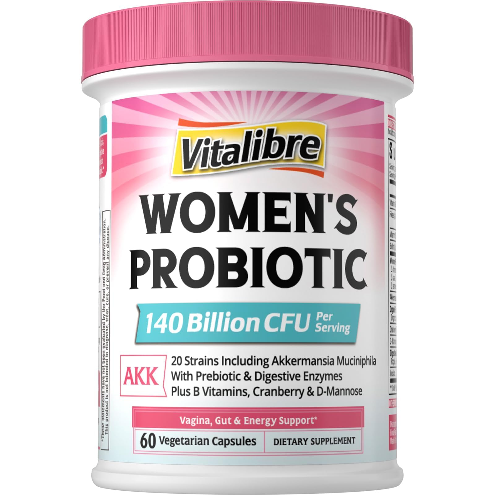 Vitalibre Women's Probiotic Plus, Akkermansia, 140 Billion CFU, 19 Strains