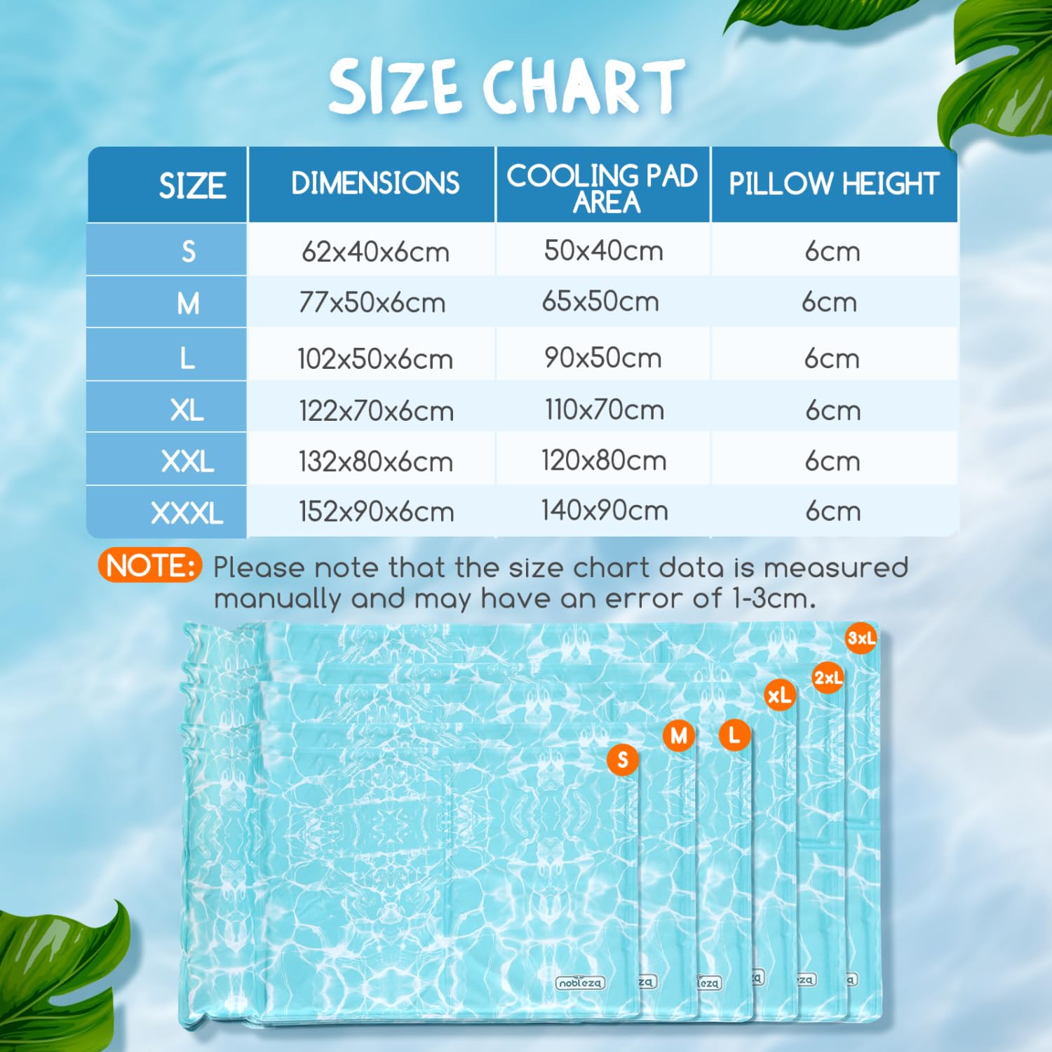 Nobleza Alfombra Refrescante con Almohada Integrada para Cama – Gel Activado por Presión， Enfriamiento Instantáneo sin Agua ni Electricidad – Ideal para Fiebre， Sofocos， Sudores Nocturnos - 70x110cm