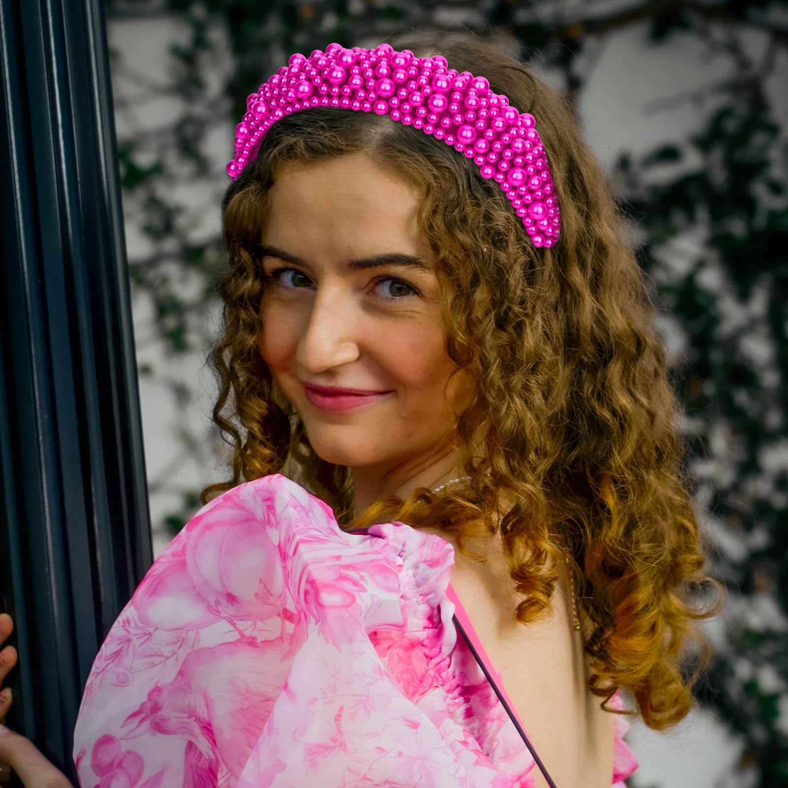 Amazon.com : Wecoe 1pc Pearl Headband - Hot Pink Fancy Puffy  display picture 2