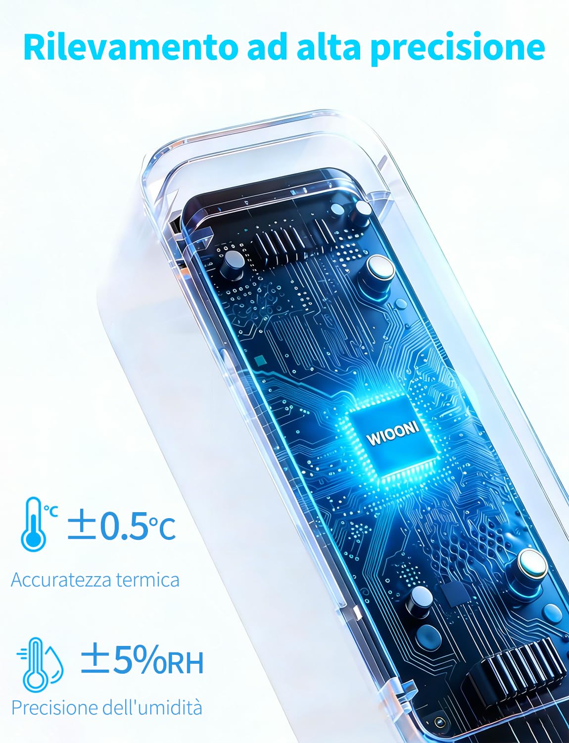 Termometro Igrometro WLAN per Interni ed Esterni con Display LCD, Sensore di Temperatura WiFi con App, Compatibile con Tuya/Smart Life per Cantina, Serra, 4 Sensori e 1 Stazione Base