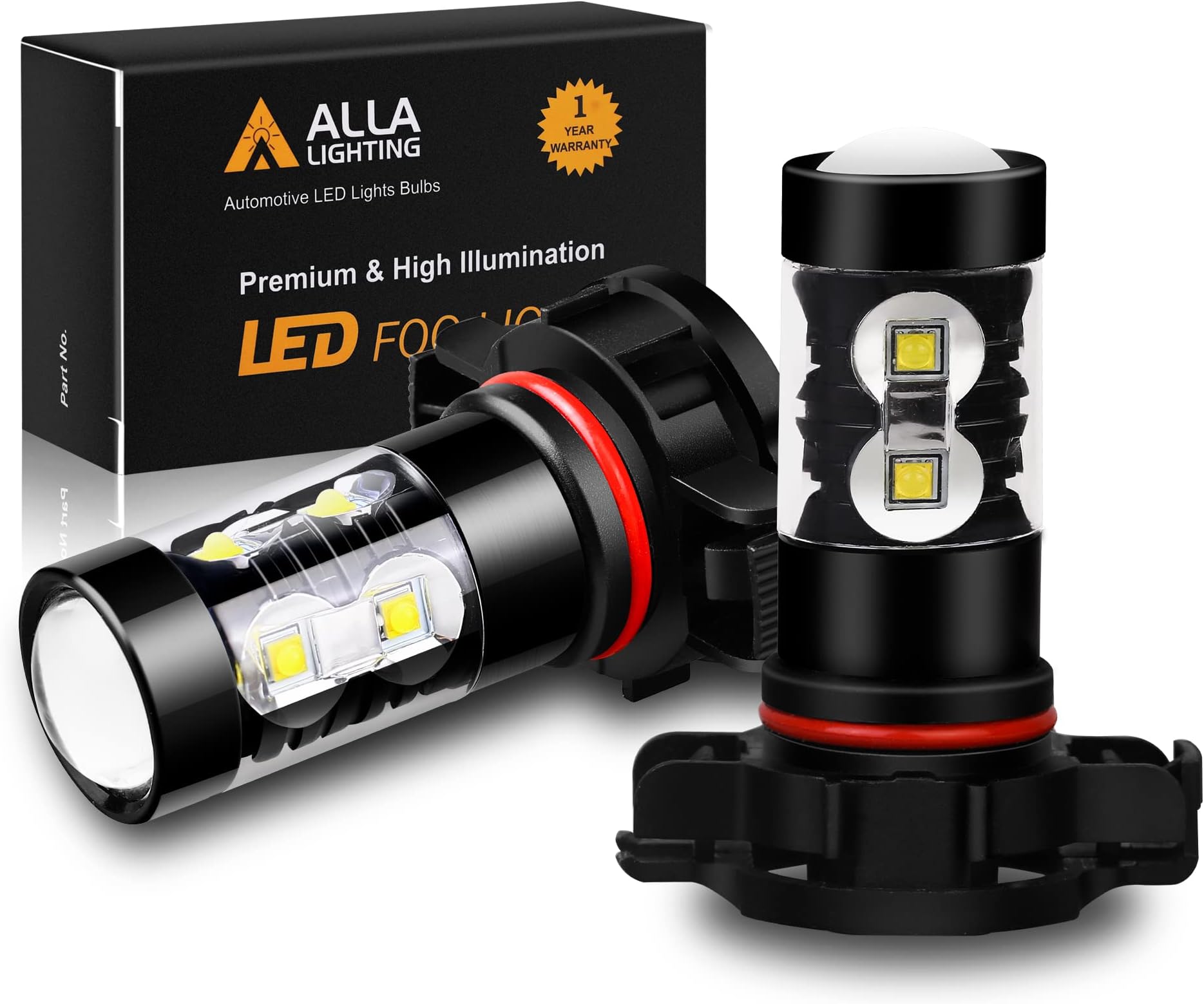 Alla Lighting Extremely Super Bright High Power 50W CREE 5202 H16 Type 1 White LED Lights Bulbs for Fog Light Lamps Replacement