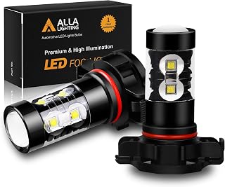 Alla Lighting PS24W 5201 DRL 5202 LED Fog Lights Bulbs CANbus 6000K Xenon White, Super Bright 50W 12V 12085 9009 12085C1 or Daytime Running Lights Lamps Replacement