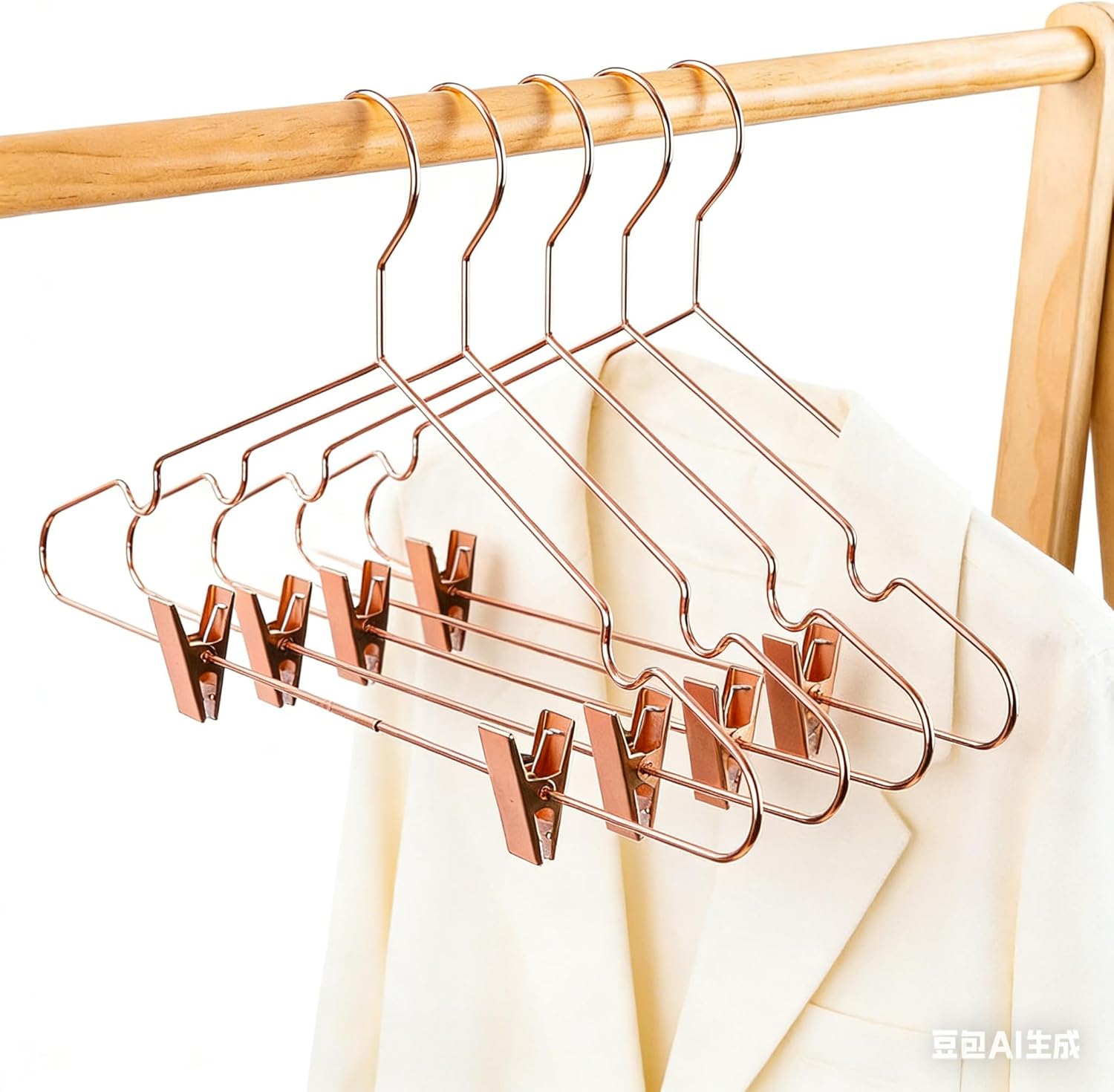 Rose Gold Metal Wire Adult Clothes Hangers with Shiny Clips,16.5" Ideal for Coat Suit Pants Trouser Clothes Hangers,25Pack Closet Wardrobe Space Saving Heavy Duty Storage Display Organizer