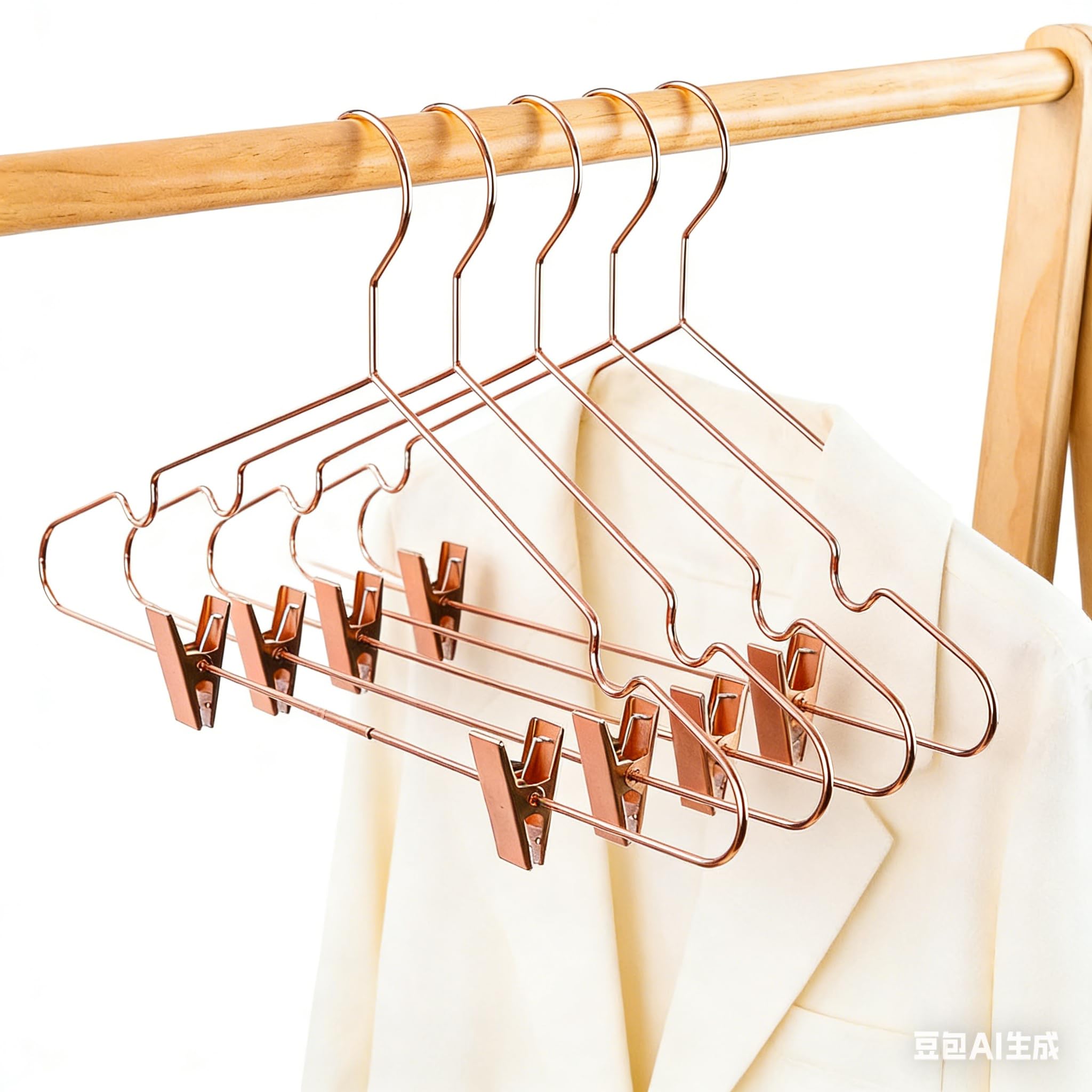 Koobay Rose Gold Metal Wire Adult Clothes Hangers with Shiny Clips,16.5" Ideal for Coat Suit Pants Trouser Clothes Hangers,25Pack Closet Wardrobe