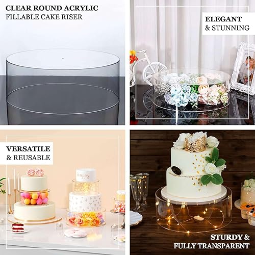 Miniatura 4 de Efavormart.com Efavormart - Soporte redondo de acrílico transparente para tartas de 14 pulgadas, caja de exhibición rellenable transparente,