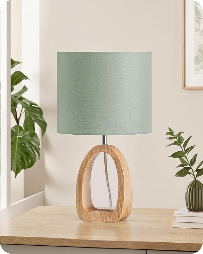 Lámpara de Mesita de Noche GOEBLESON Madera Verde