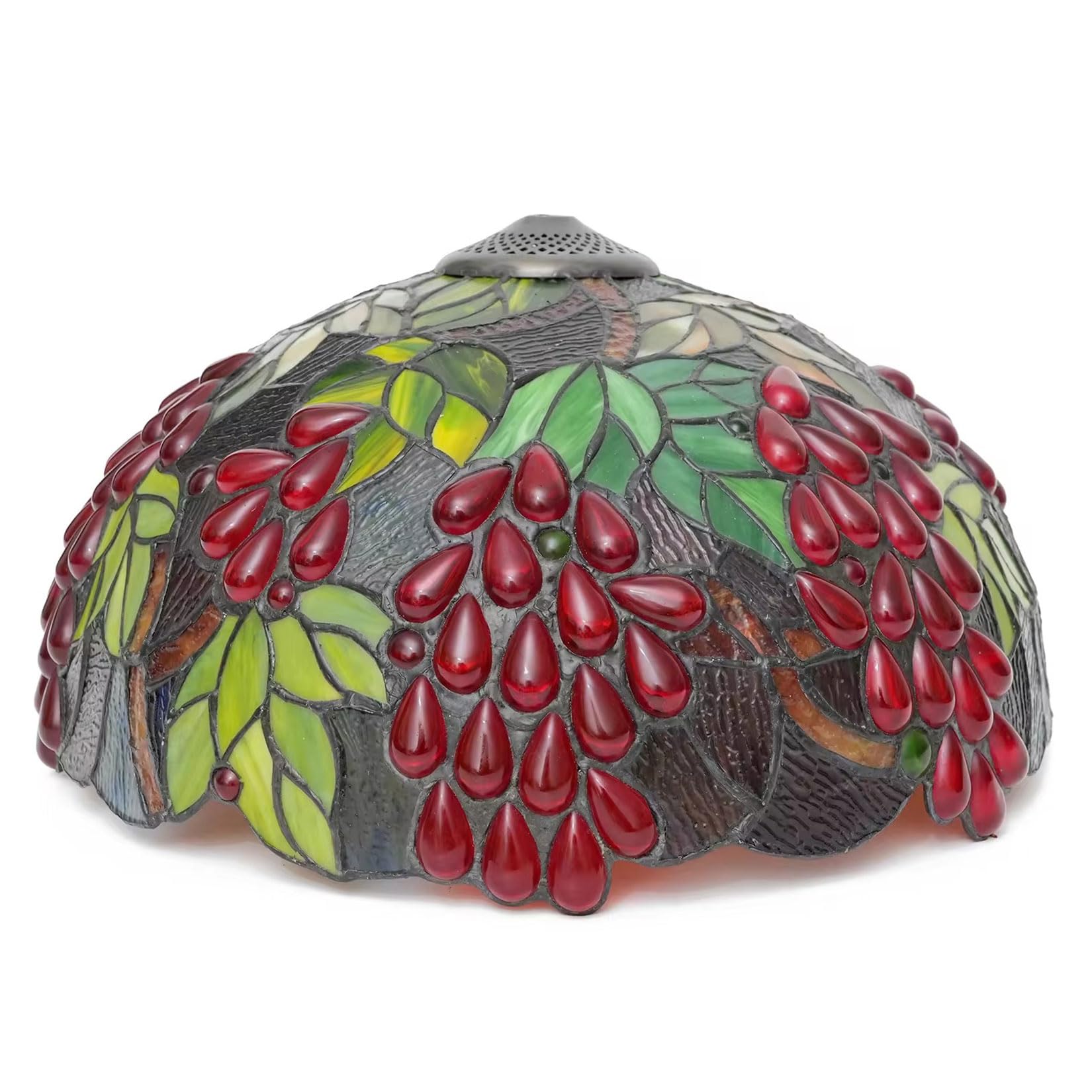 SaryEdge Tiffany Lamp Shade Replacement, 16 Inch Grape Style Stained Glass Lampshades, Antique Design Light Cover, Only for Table Lamp Floor Lamp Hanging Pendant lamp Ceiling Lighting,，G3