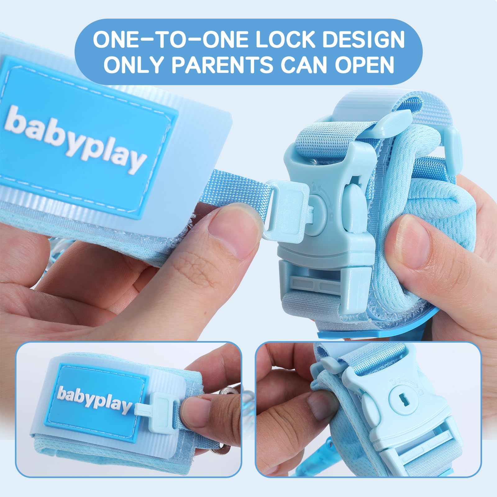 Anti muñeca perdida Enlace para niños,Cinturon Anti-Perdida Correa de Seguridad para Niños Correa de Muñeca Antipérdida para Niño Ajustable Rotación2.5m (blue)