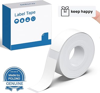 POLONO Genuine P31S Label Maker Tape, Adapted Print Paper, 15x40mm0.59"x1.57", Self-Adhesive Refill for Home/Office, Compatible With P31S Label Maker, 180 Labels, White