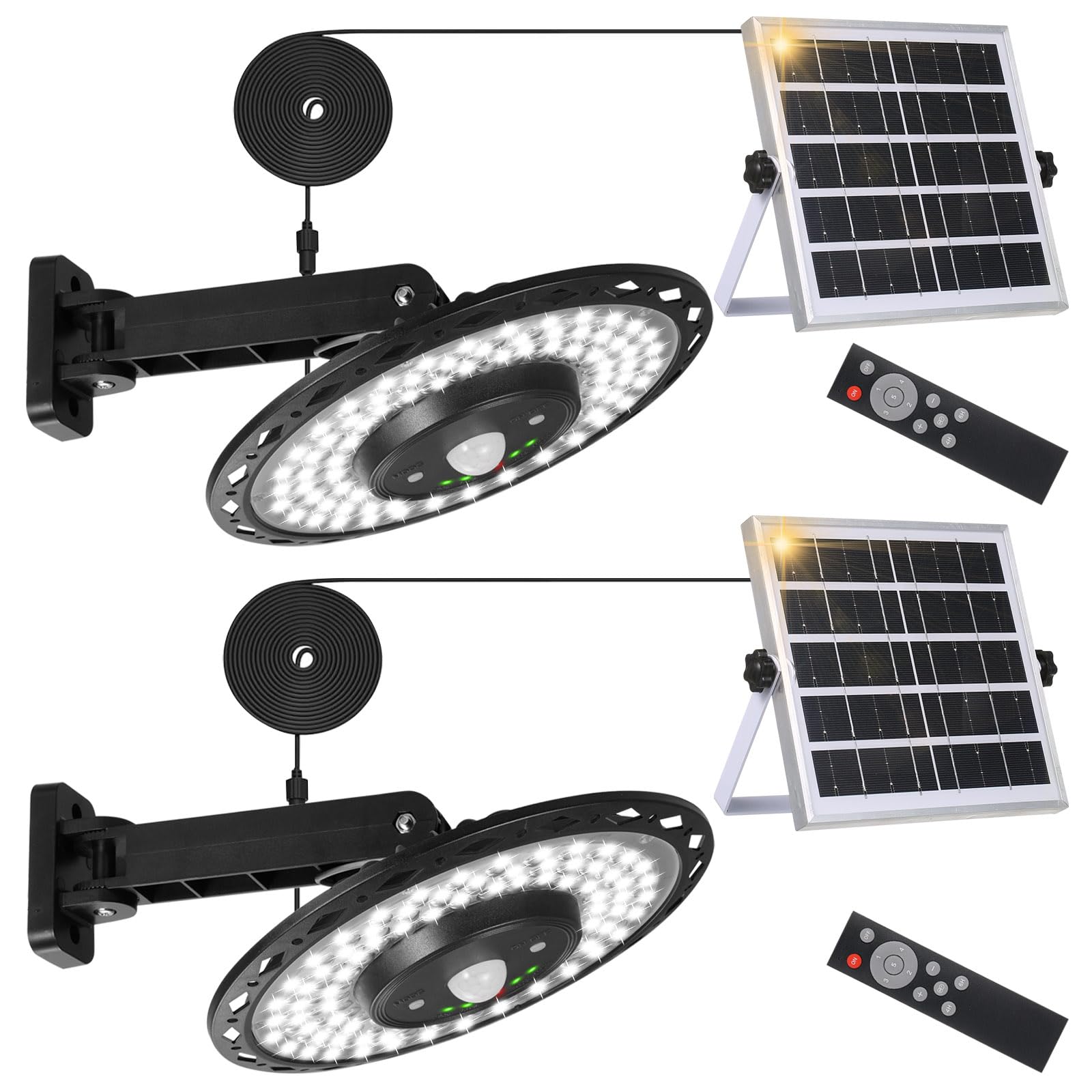 Lixada Solarlampen für Außen, 2 Stück Solar Hängelampe 180LED 4400mAh Battery mit 5M Kabel,IP65 Wasserdicht,Bewegungsmelder,5 Modi,für Innen Außen Garten Camping Hühnerstall Gewächshaus