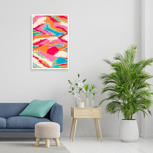 Miniatura 5 de BNGFDV Pintura abstracta rosa y azul, decoración de habitación preparada, lienzo vibrante, arte de pared, decoración de dormitorio universitario,