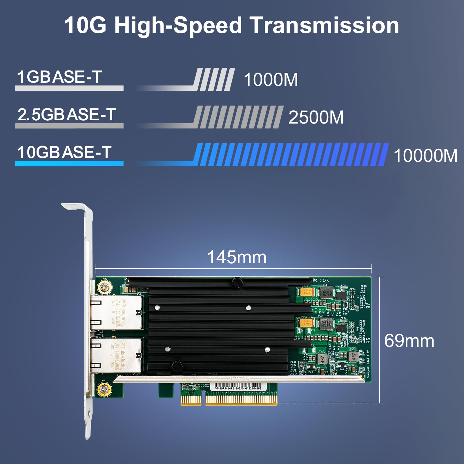 SODOLA Scheda di rete doppia porta RJ45 da 10 GB con controller X540