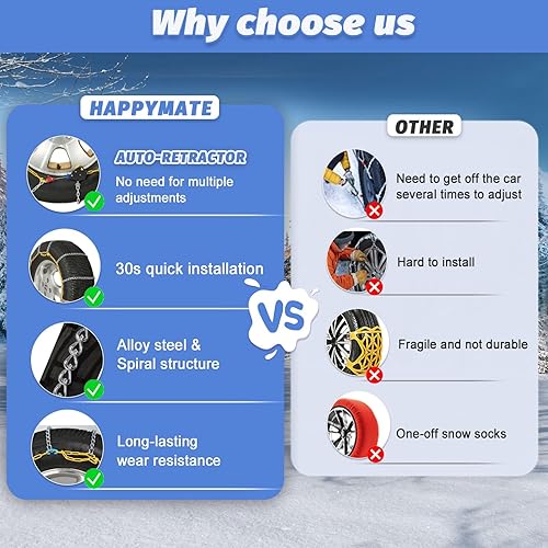 Miniatura 3 de Cadenas de nieve para automóviles de fijación automática, 2 x 12 mm, instalación rápida de 30 segundos de cadenas de neumáticos con tensor