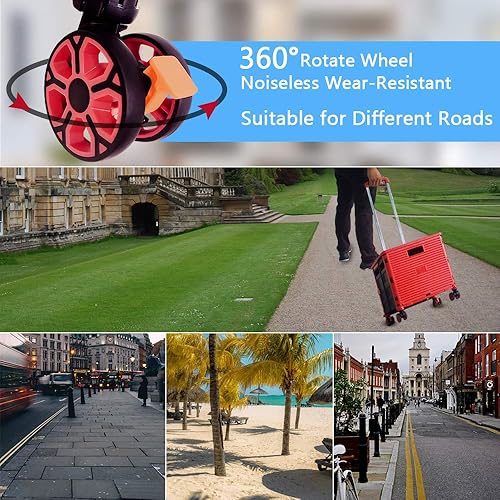 Miniatura 208 de FELICON SELORSS - Carrito plegable portátil con ruedas para subir escaleras y ruedas giratorias de 360°, mango telescópico, caja de plástico