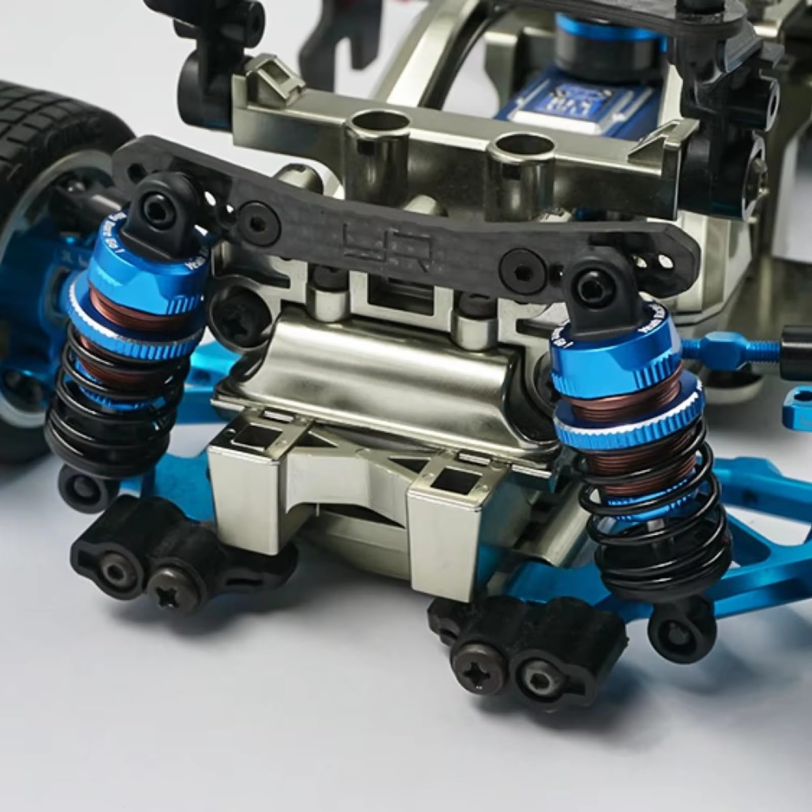 Amortiguador Ajustable RC Compatible con Racing 1/10 RC Actualización de Coche modificación Accesorios de Repuesto Piezas 55MM Amortiguador de aleación de Aluminio(Blue)