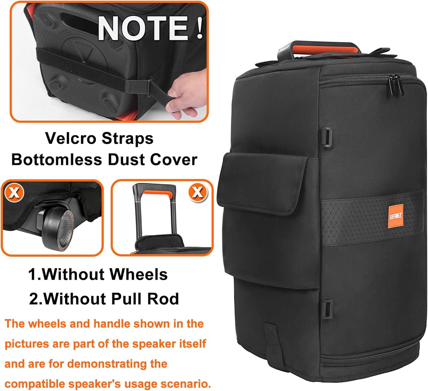 Speaker Case Compatible with JBL PartyBox 120,Bottomless Speaker Dust Cover Storage Bag Fits for JBL PartyBox 110 for Outdoor Travel,Cover Only,Without Pull Rod & Wheels - Image 3
