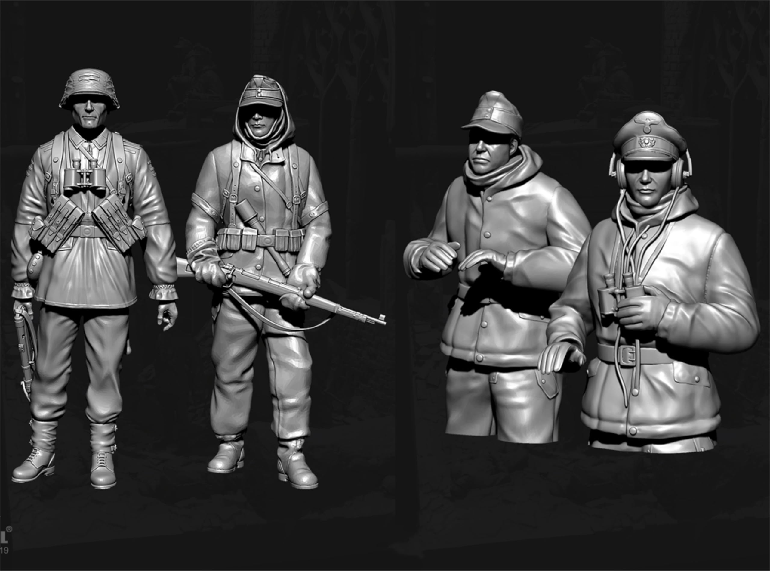 TRUEGRIS 1/35 WWII German Tank Soldier Resin Model Kit Unpainted and Unassembled (4 people, no tank) //k5w3J24